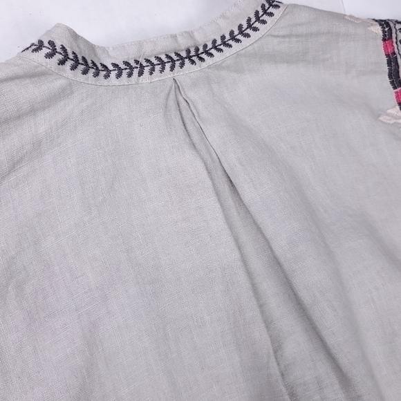 Johnny Was Gray Linen Pink Embroidered Tunic Dress Sz S - Picture 14 of 16